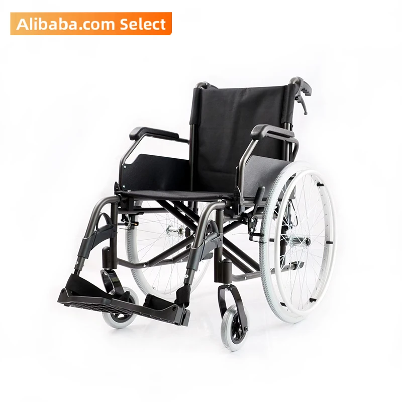 manual stair climbing wheelchair aluminum self-propelled wheelchair with adjustable footplate height for disabled