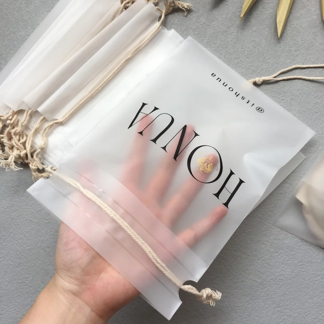 Biodegradable bag Plastic PVC drawstring bag Frosted EVA custom printing clothing packaging bag