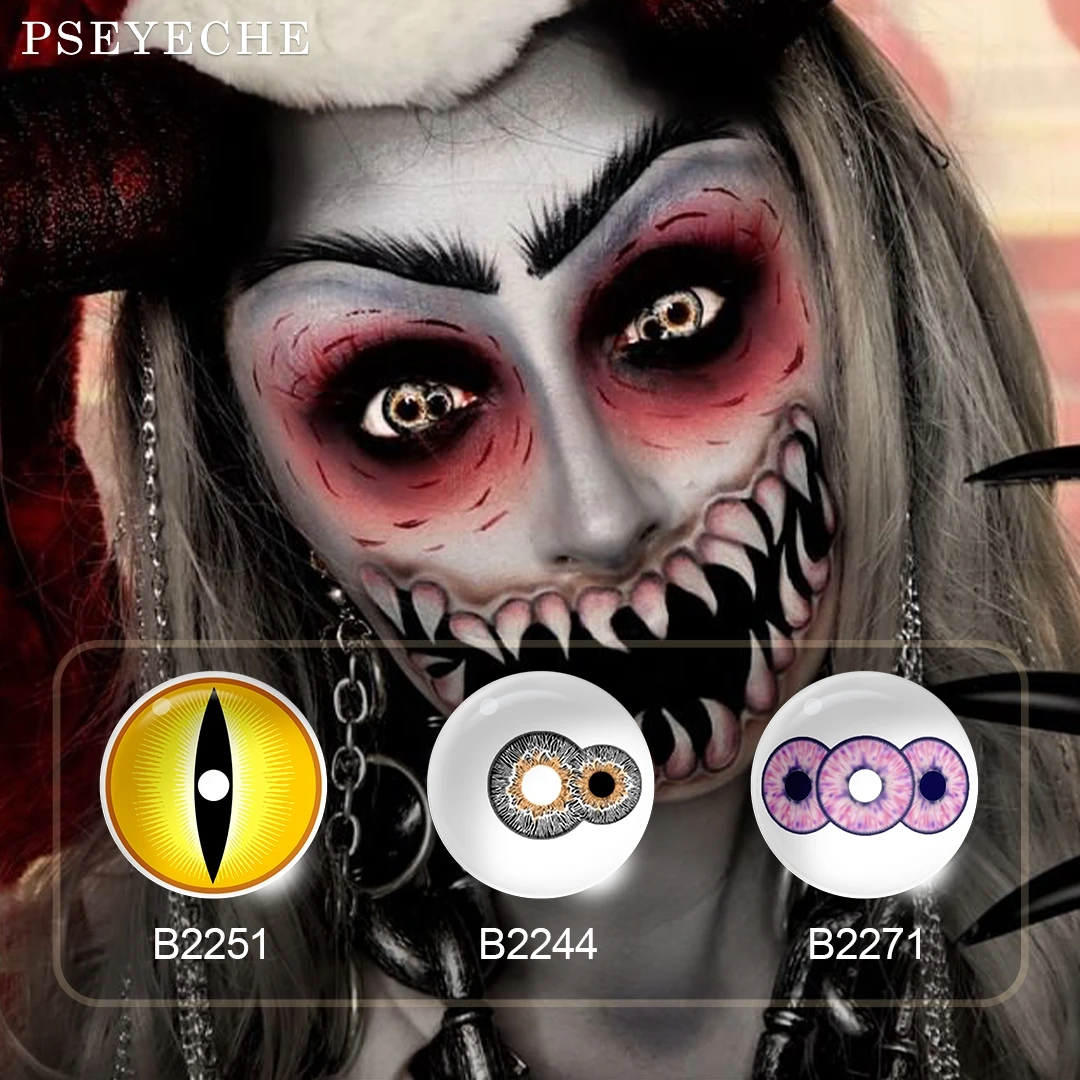 PSEYECHE SCLERA контактные линзы 22 мм аниме Шаринган Хэллоуин косплей глаз контактные линзы цветные контактные линзы