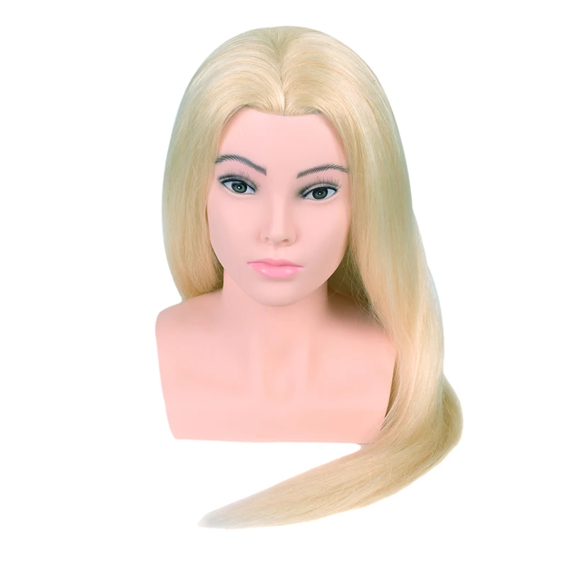 Professional Hairdressing Styling makeup Training Head 613# Blond Color  Real human Hair Salon Mannequin Head