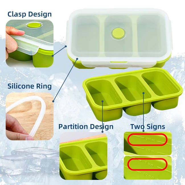 Home Kitchen Multi color Soup jelly maker Freezer Storage Containers Food Grade Silicone mold ice cube Tray soup cube mold