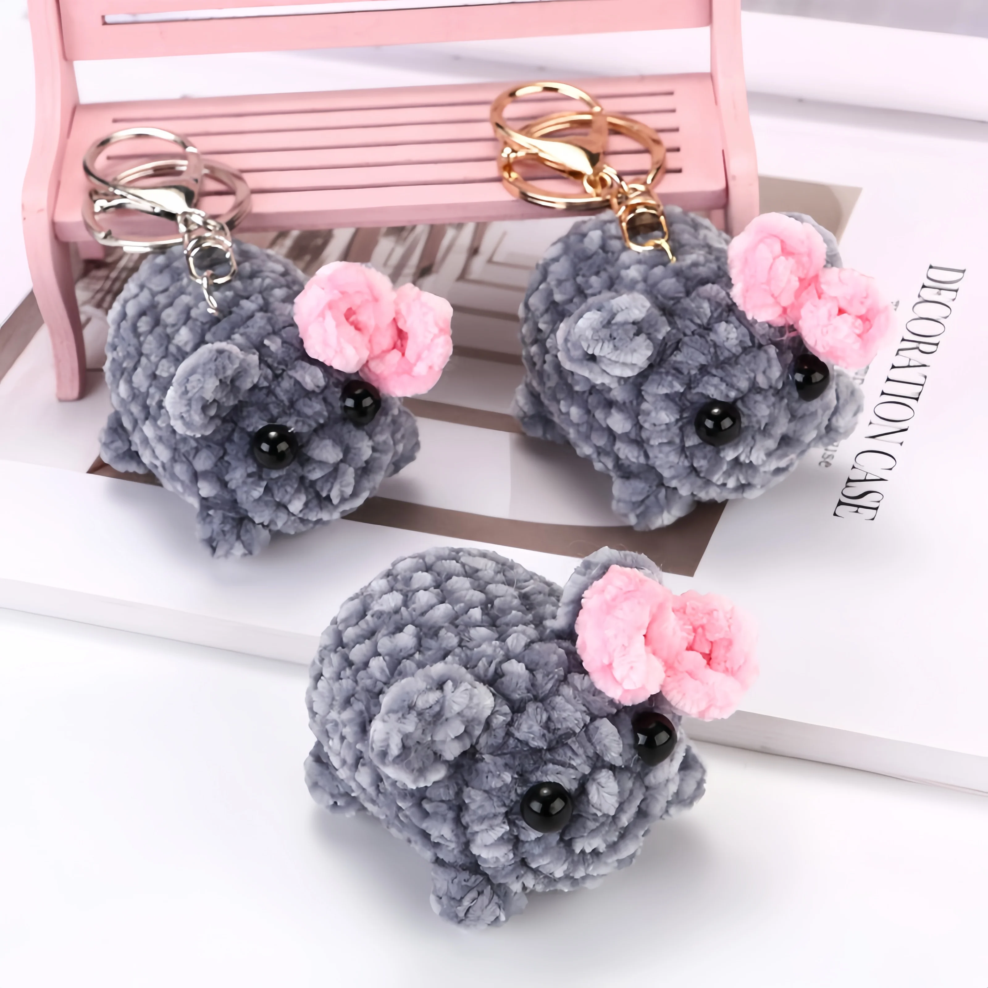 Factory Direct Hot Sale Pet Toys Squeak Sad Hamster Keychain Crochet Handmade Plush Toy Sound Singing Sad Hamster With Sound