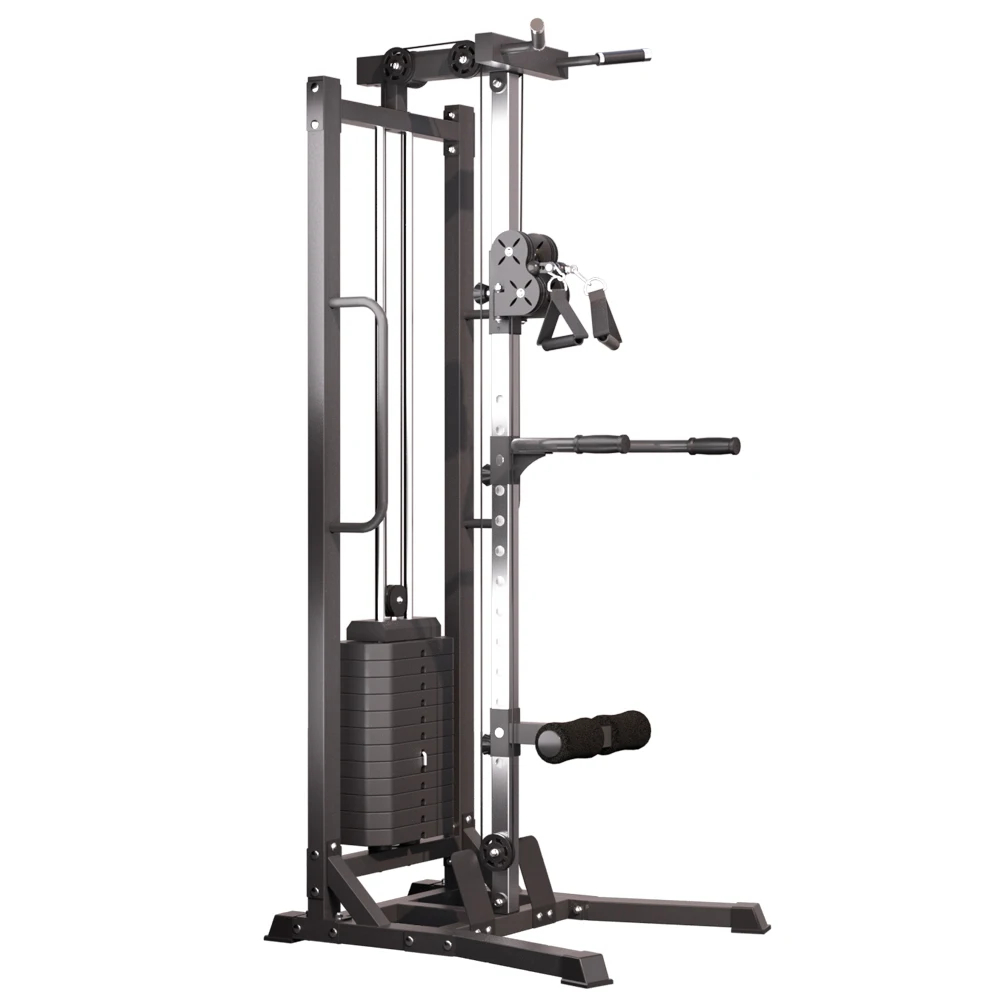 Multi function black color metal single cable crossover lat pull down machine power rack for gym fitness equipment