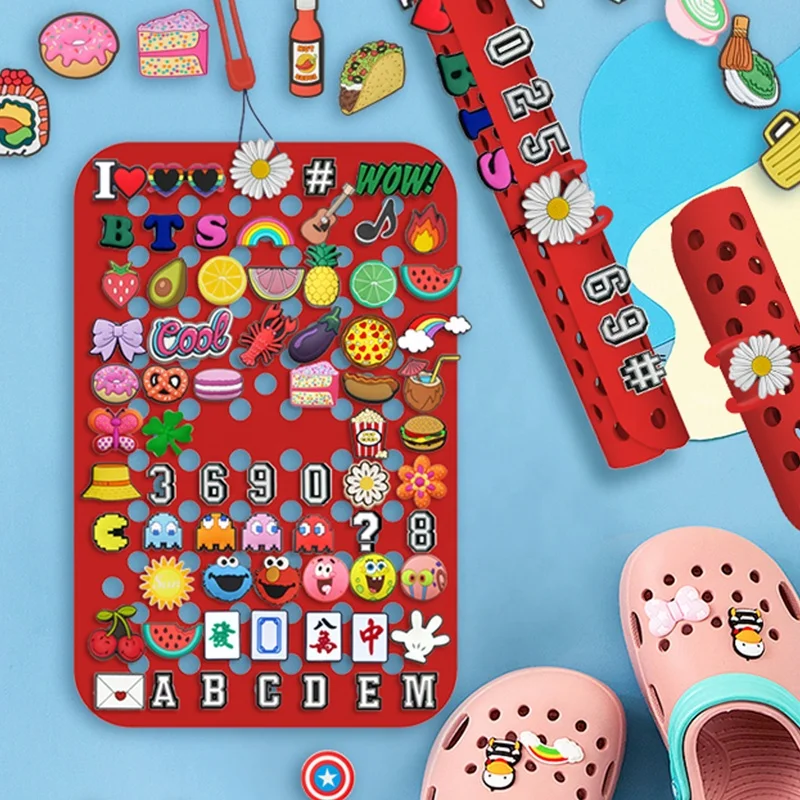 croc charm holder Shoe Charms Collector Silicone Pad Rectangular Silicone DIY Hole Shoe Accessories Shoe Charms Storage pad