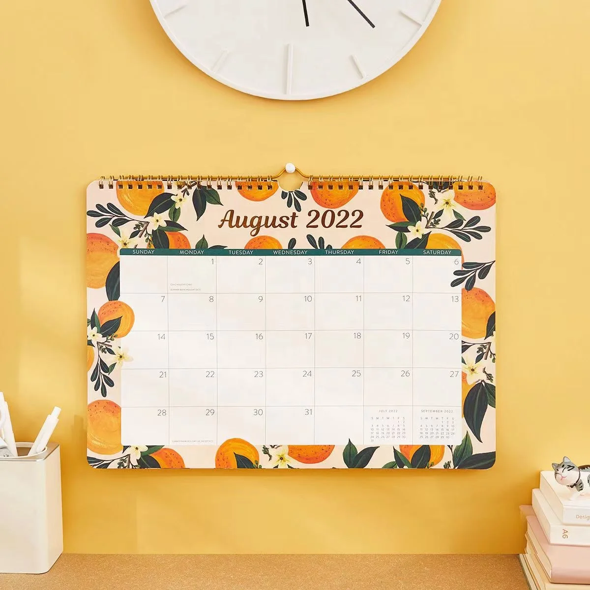 2023 настенный календарь спиральный двойной провод переплет, большие блоки с юлианскими датами дизайн масляной живописи