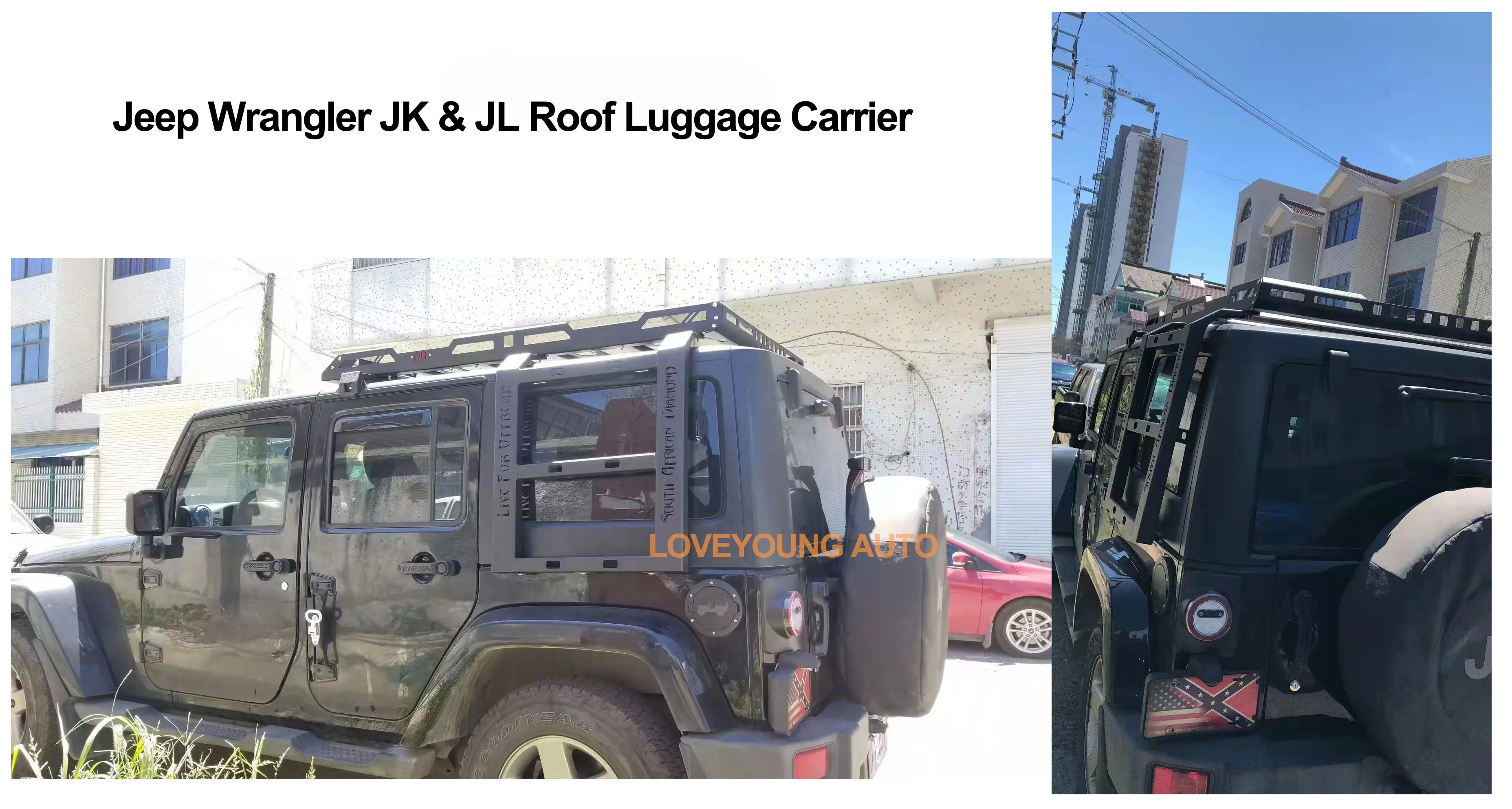 Стальной багажник на крышу автомобиля с 2 лестницами для Jeep Wrangler JK &