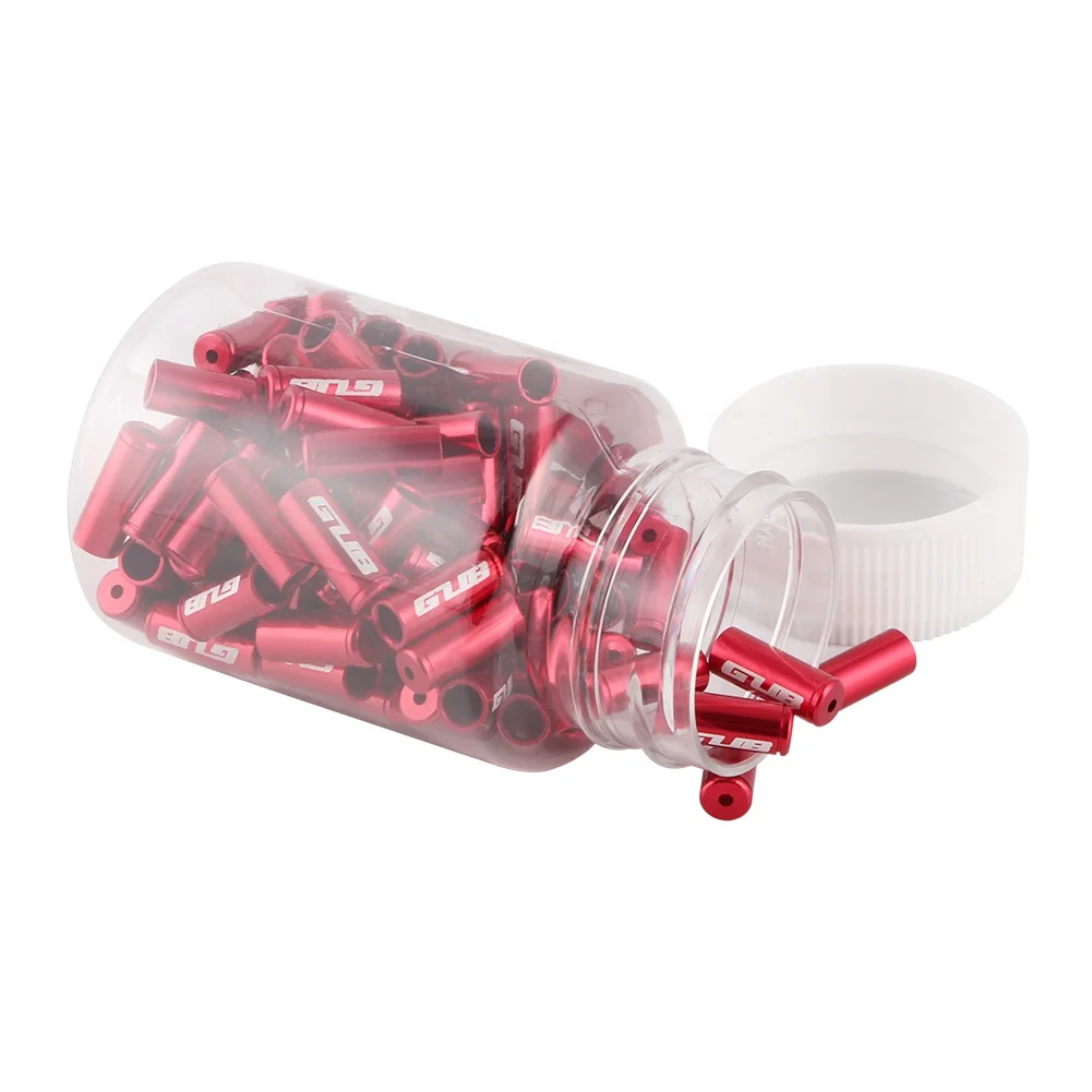 GUB 100Pcs/Bottle 4mm Shifter Alloy MTB Road Bike Brake Cable Cap Shifter Cable Bicycle Derailleur Shifter Cable End Tip Cap