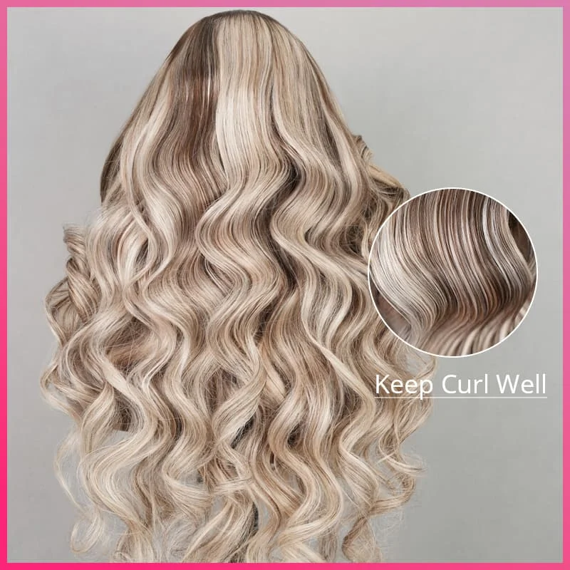 #P18/613 Ombre Highlight Color Lace Human Hair Wigs Blonde Straight /Body Wave Human Hair Wigs Blonde Hair With Highlights