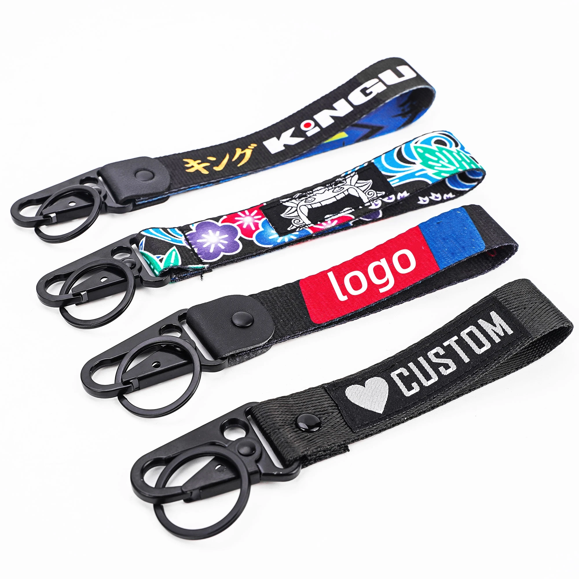High Quality Customized Lanyard Keychain Embroidered Logo Carabiner Lanyard Key Chain Bulk Blank Keychain Nylon Lanyard