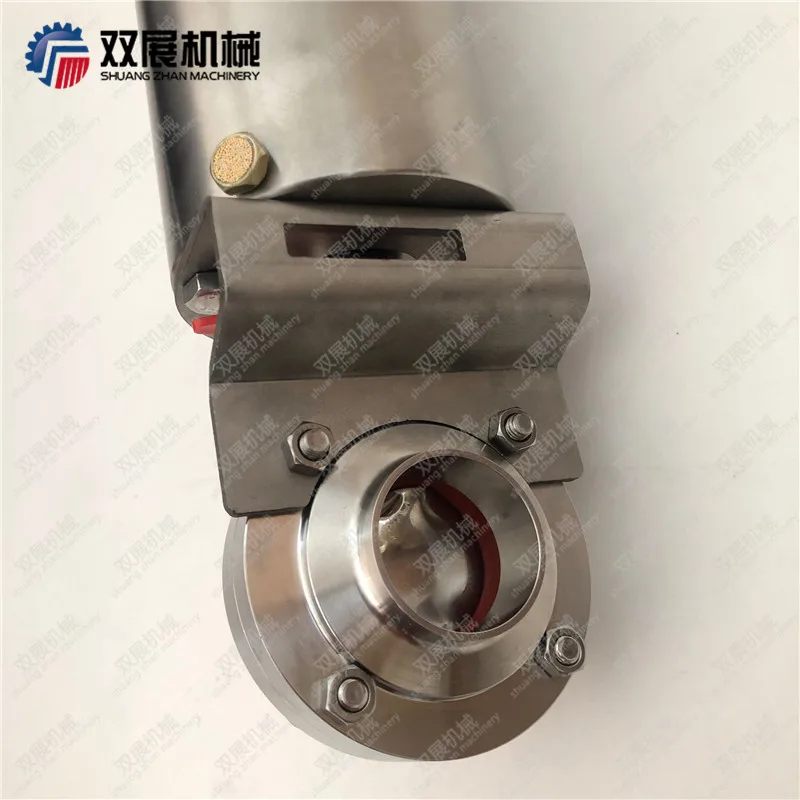 SS 304 316L sanitary air driven auto butt welded butterfly valve PE vertical spring return actuated