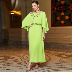 Middle East Arabian Party Wedding Banquet Evening Dress Heavy Industry Sewing Drill Dubai Travel Dress Pleated Kafatan