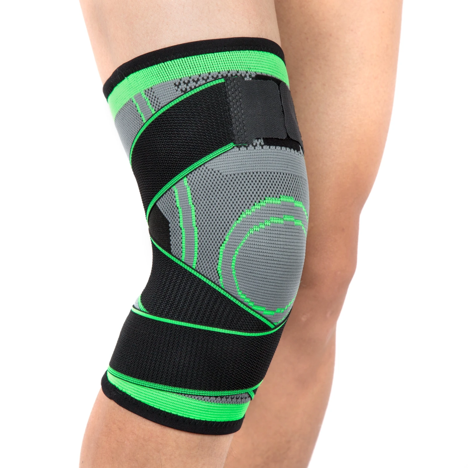 Adjustable Nylon Sport Compression Knee Brace Elastic Neoprene Elbow and Knee Pads for Basketball Dance Protective with Strap