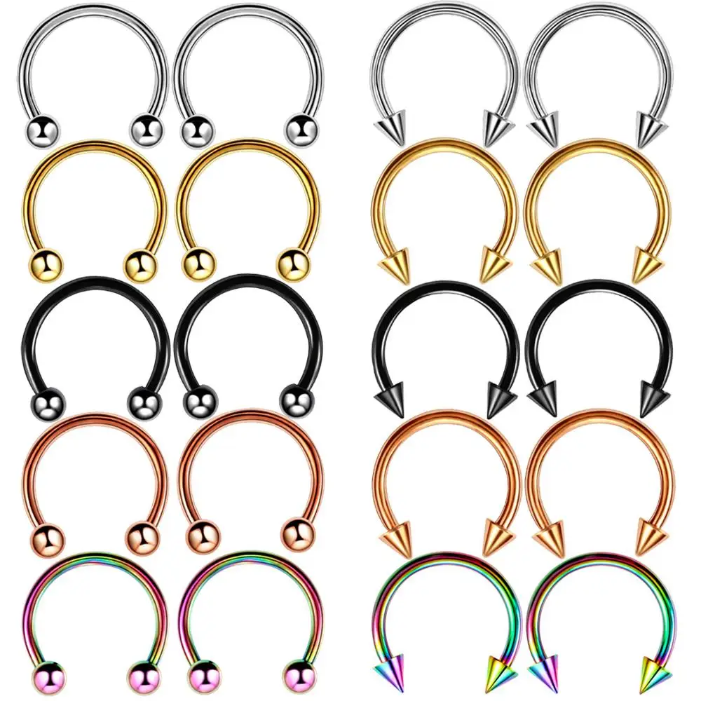 Piercing Needle Copper Labret gold plated Cubic Reusable Hoop Body Piercing Jewelry U shape Hoop Helix Piercing ear nose rings