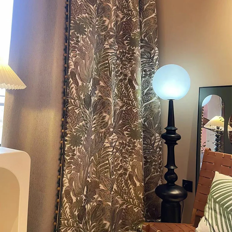 New Chinese style jacquard three-dimensional auspicious cloud sea tide pattern splicing curtain