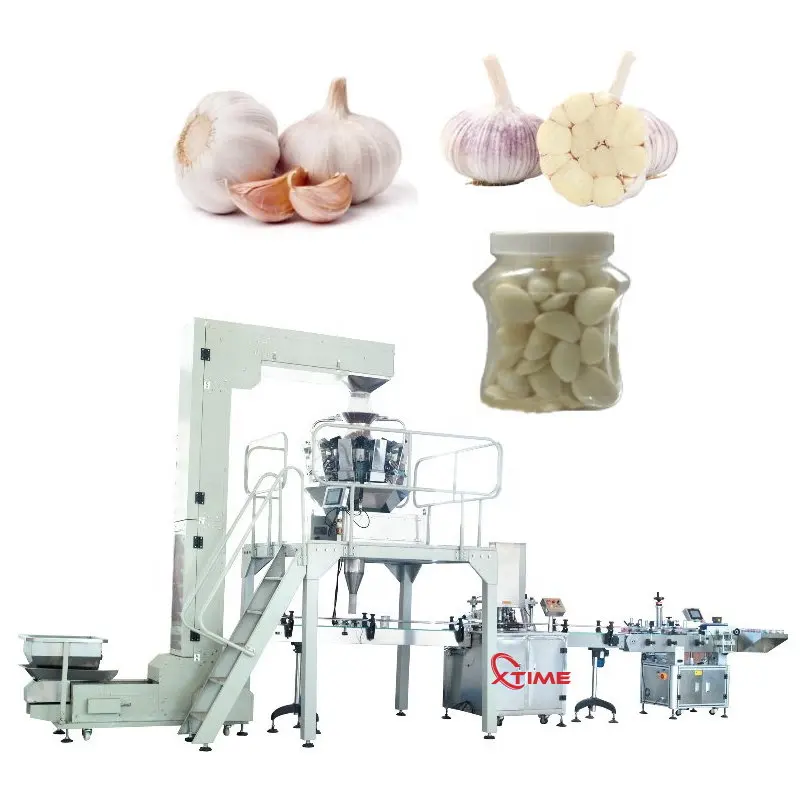 Garlic Clove Bottle Filling Nitrogen Packaging Machine with Multi- Head Weigher Garlic Peeling Production Line