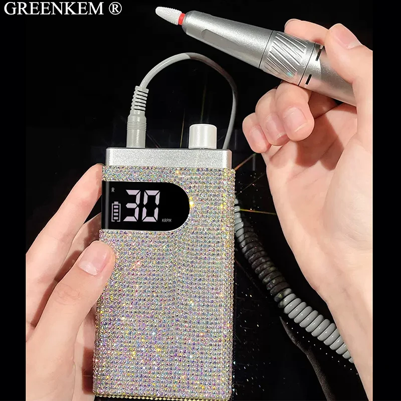3500rpm Professional Handpiece Nails Art Drill With Stone Cordless Rechargeable Private Label Strong Nail Drill Machine