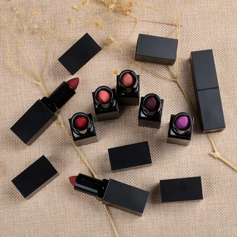 
Custom Brand Color Name Romantic Beauty Cosmetic Black Matte Lipstick New 