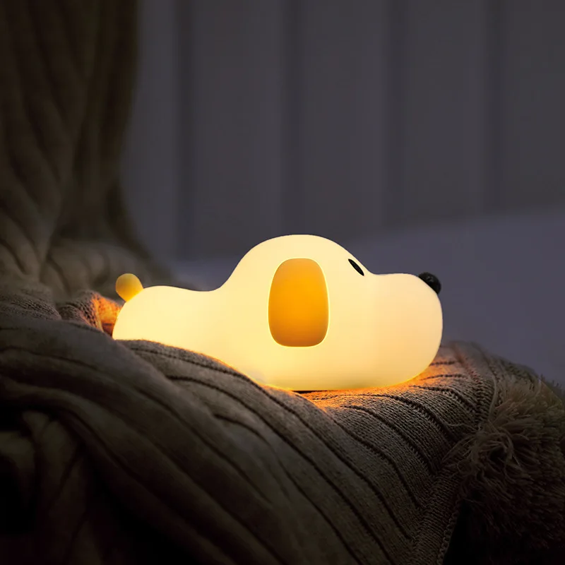 USB Rechargeable 7 Colors Dimming Touch Cartoon Cute Bedroom Decor Silicone Table Lamp Rabbit Night Light
