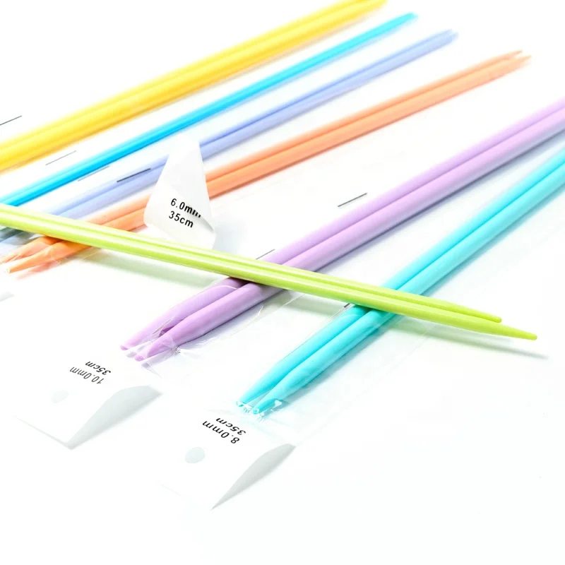 14pcs 35cm long 4-10mm double point colorful plastic knitting needle set