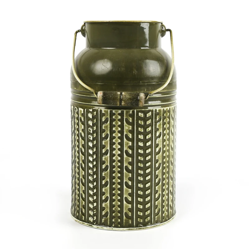 Galvanized Garden Grand Vase Flower Pots Minimalist Metal Iron Slim Bucket Medium Metal Galvanizedno Handle Plant Spring