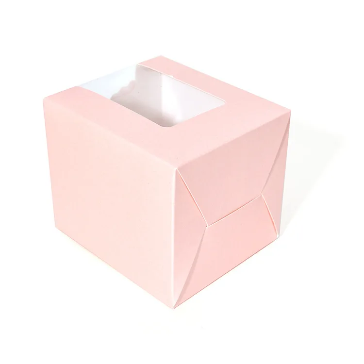 New Designed Handle Pastry Containers Muffins Cupcake Boxes Favor Packing Single Cupcake Carrier for Bakery Wrapping Party