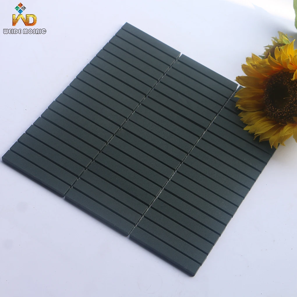 Weide trip black travertine mosaic black mosaic tiles strip basalt mosaic tiles