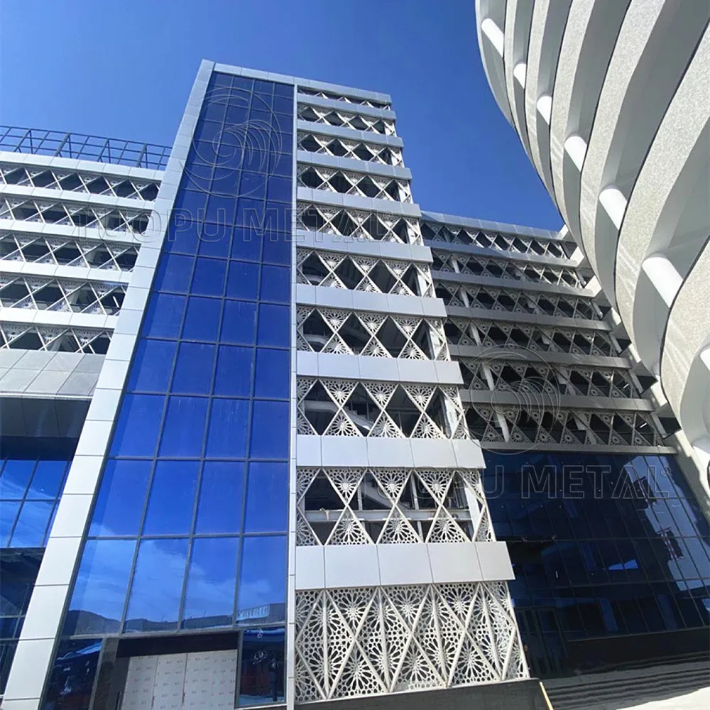 Customized Modern Design Laser Cut Aluminum Exterior Facade Carved Metal Decorative Curtain Walls for Malls