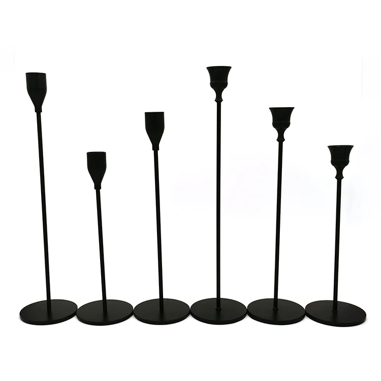 Nordic Home Decorative Multiple Black Metallic Iron Gold Taper Metal Candlestick Holder
