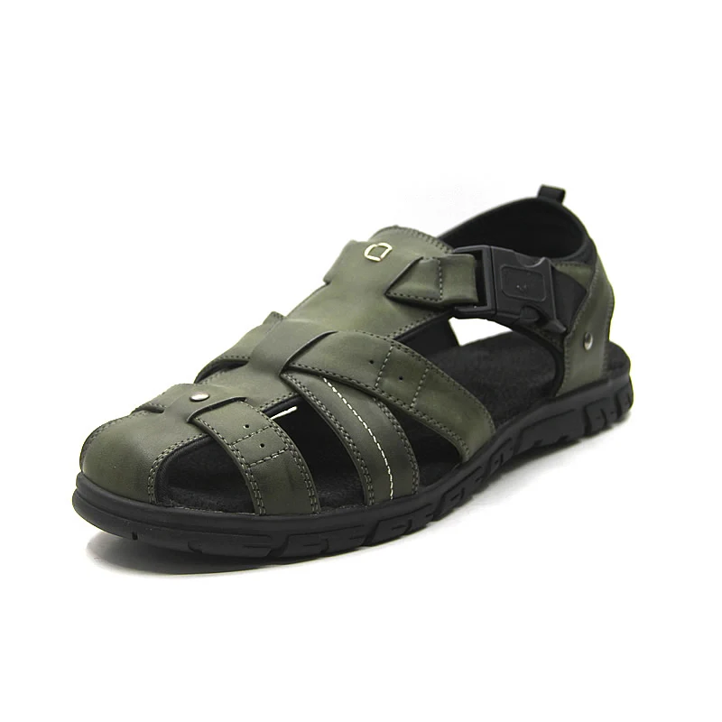 2022 New outdoor beach pu leather chappals mens fashion sandals for man closed toe
