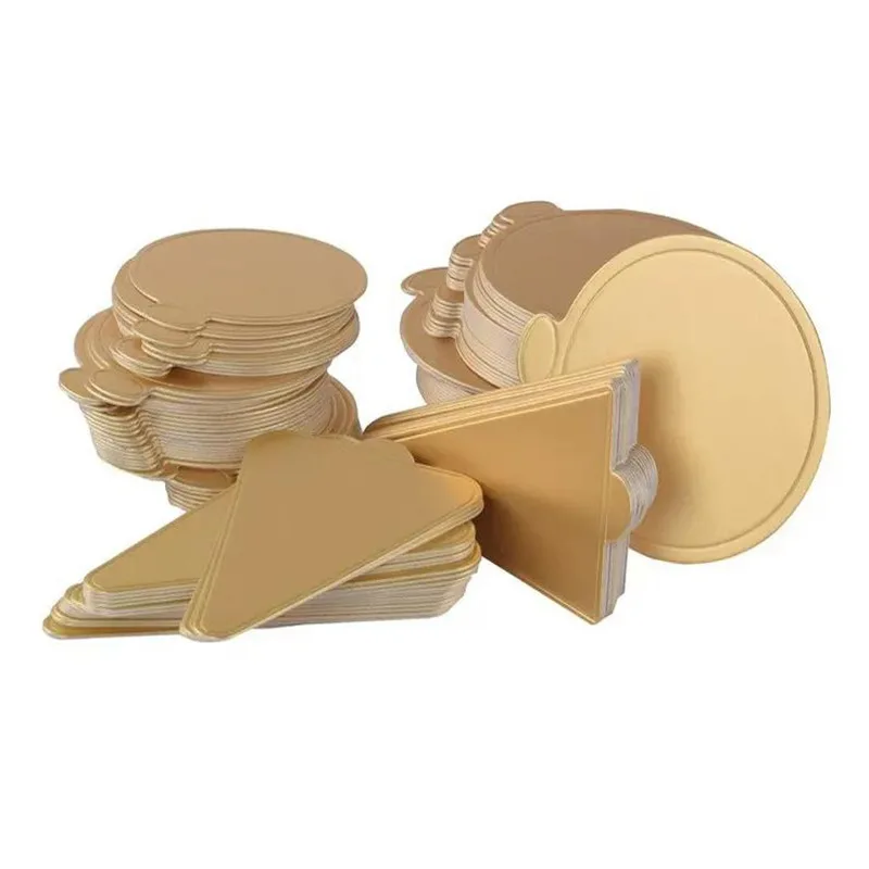 Wholesale Custom Mini Round Square Triangle Rectangle Cake Base Board Gold With Tab