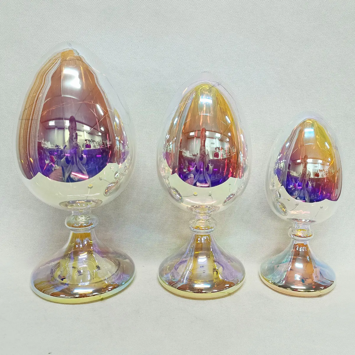 Wholesale small glass table decorative easter egg shaped new gift decor ideas products with led light for easter decoration