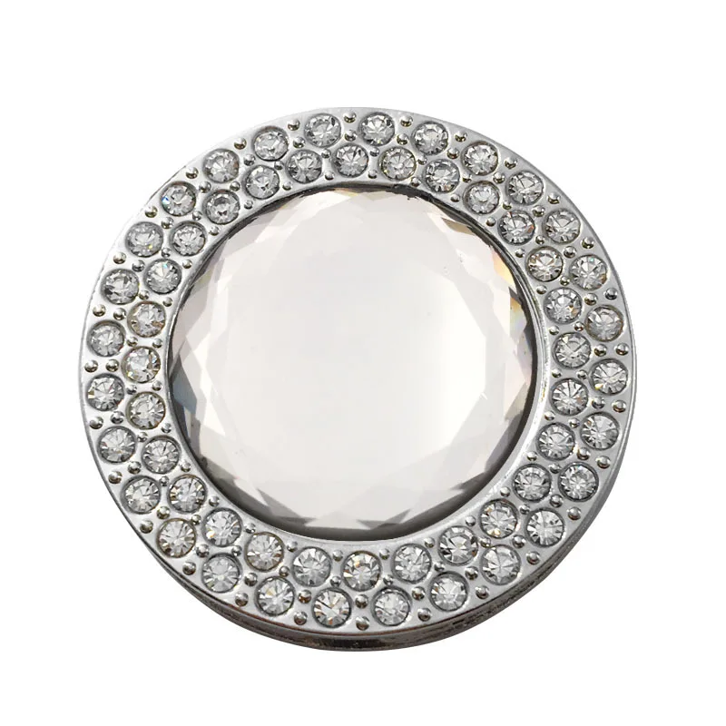 Creative Round Double Row Diamond Crystal Glass Bag Hook Custom logo Folding Metal Portable Table Hook Handbag Hanger