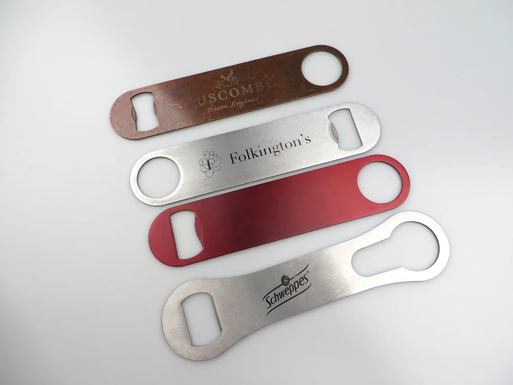 Custom pvc coated painting laser engrave logo stainless steel bar bottle opener blade with sublimation printing