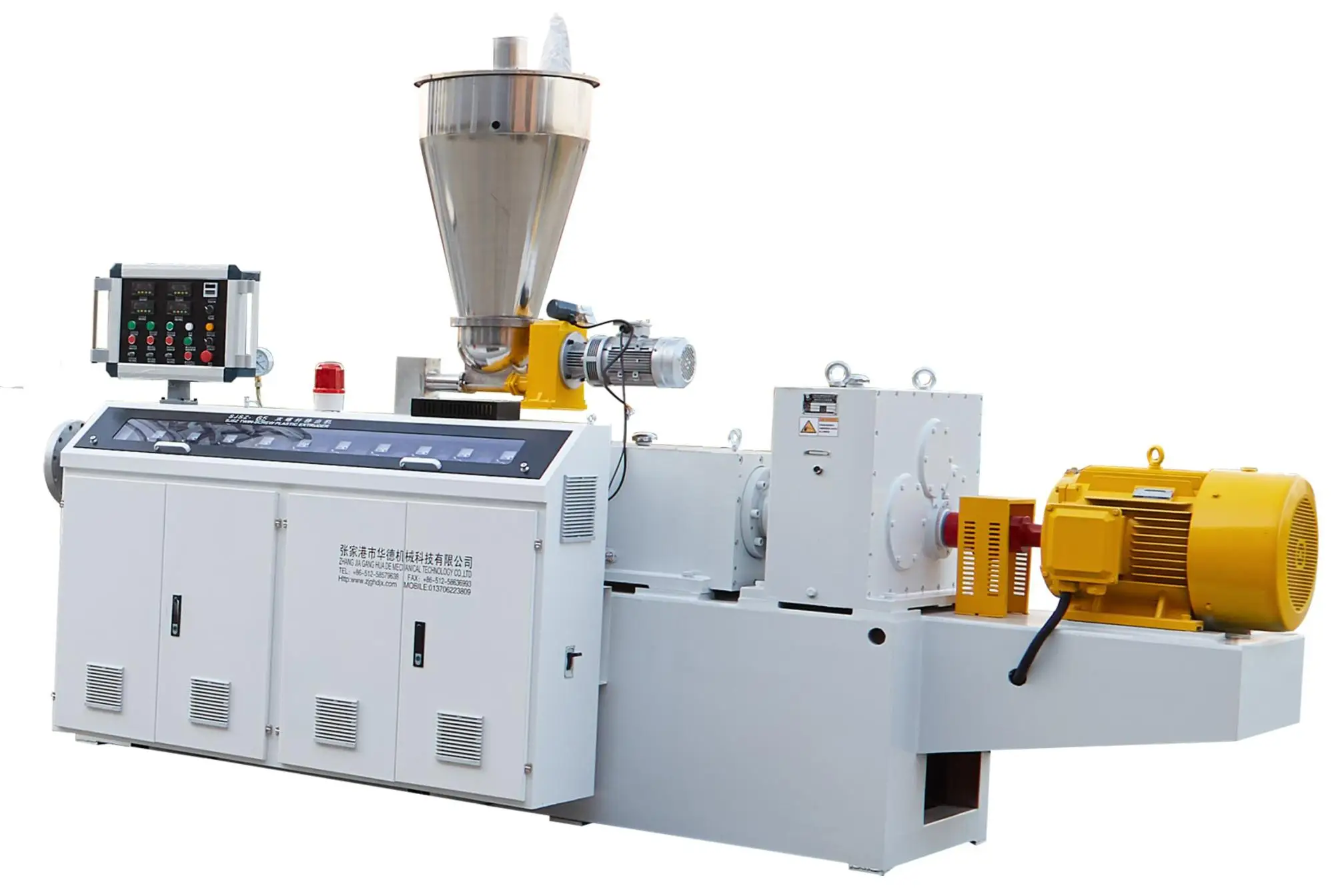 zhangjiagang Cleap PVC Conical Twin Screw Extruder UPVC PVC material double screw plastic extruder