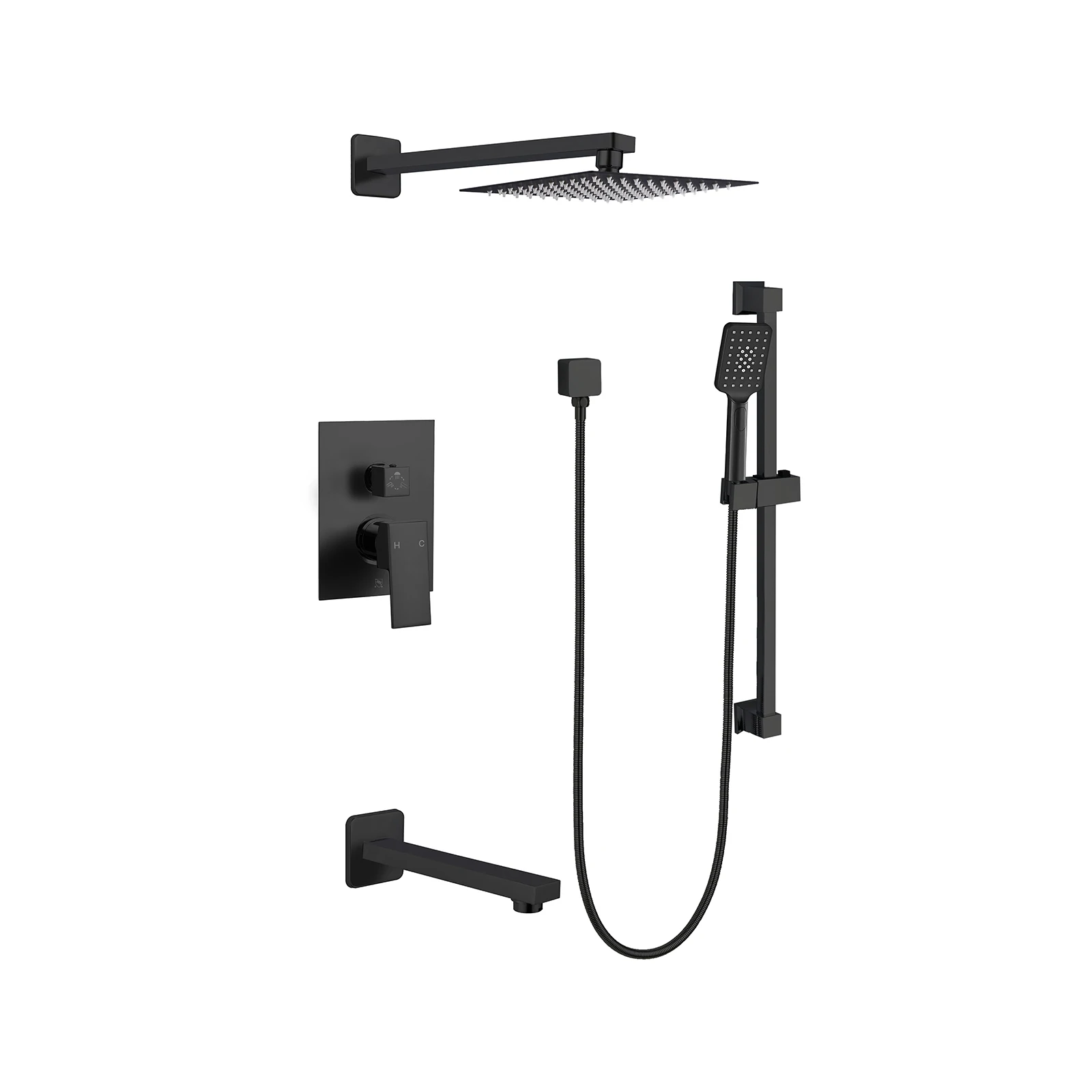 Shower System, Shower Faucet Set Contain High Pressure 12 inch Rain Shower Head with Handheld, Wall Mounted Rainfall Set