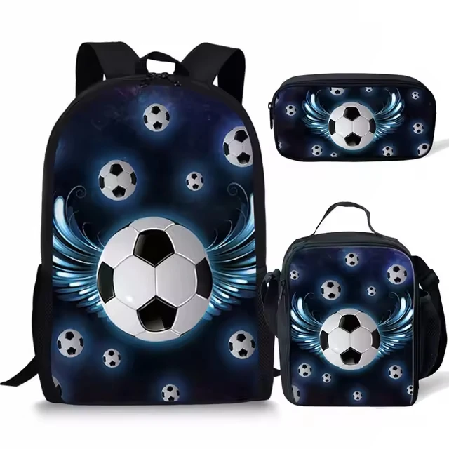 Bulk Wholesale Football Pattern Large Capacity 17 Inch Polyester School Bag Laptop Case Custom School Back Packs Youth Backpack