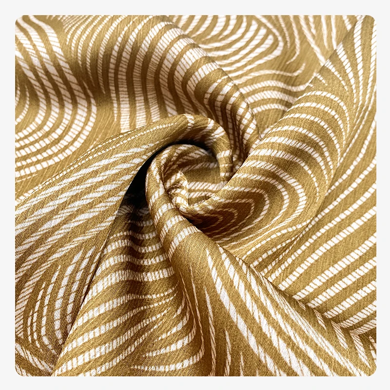 Fabric Factory Custom Light Wave Pattern Imitation silk Polyester spandex Jacquard Avalon Gold Fabric