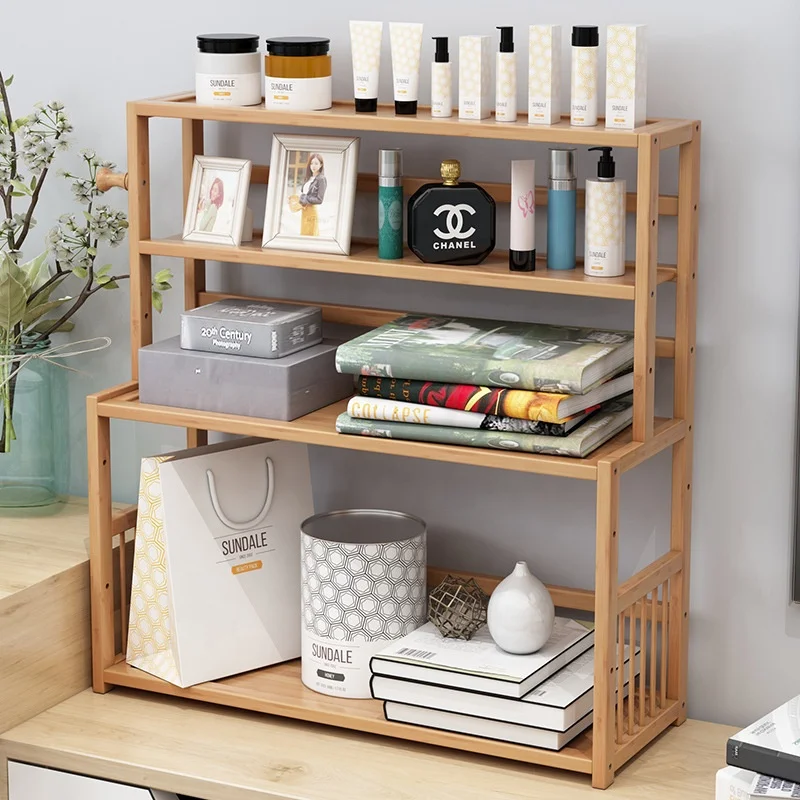 
Natural Student Desktop Bamboo Wood Desk Sundries Makeup rack Storage Box Holder Organizer Shelf Rack Stand for Save Space 