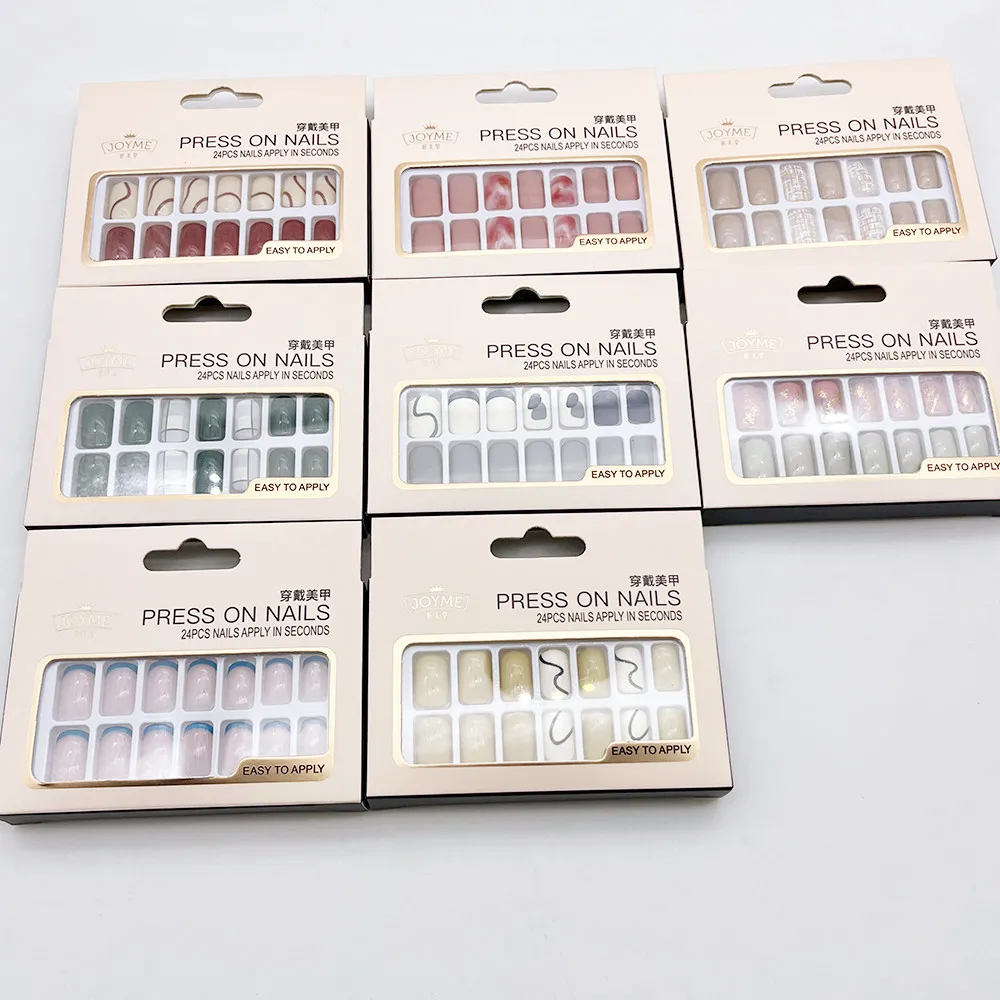 Wholesale non toxic gel nail polish strip press on false nail set handmade manicure acrylic press on nail artificial fingernails