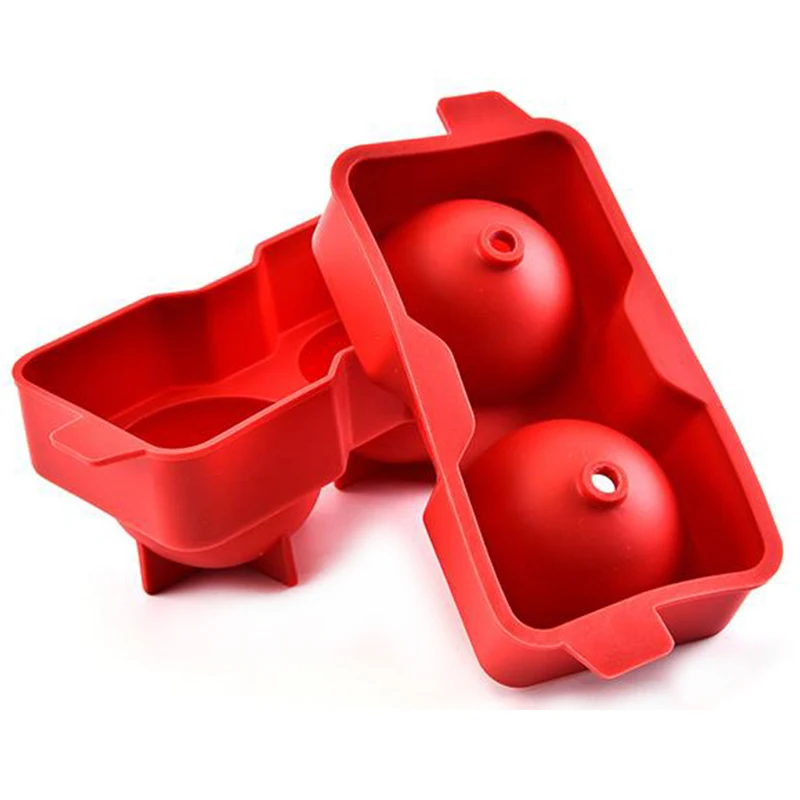 Silicone 2 balls round sphere shaped ice cube mold/ice ball maker