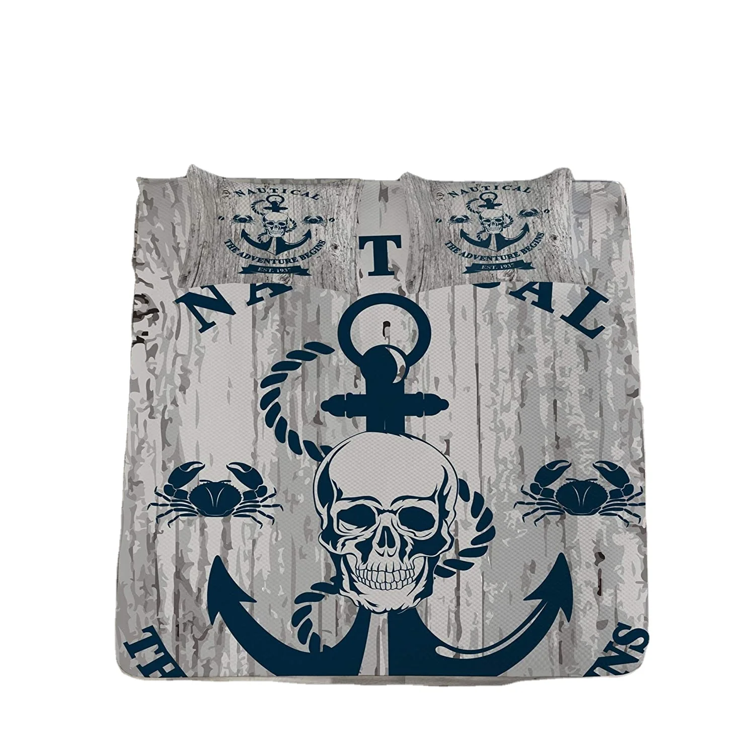 Decorative Quilted 3 Piece Coverlet Set with 2 Pillow Shams Anchor Bedspread