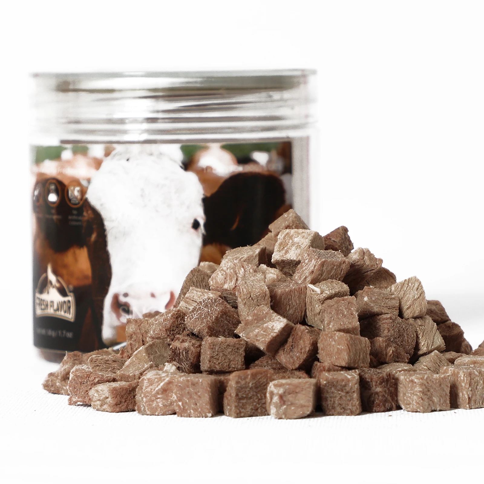 FRESH FLAVOR Freeze Dried Beef Cubes OEM Manufacture Supply Pet Treats Bulk Frozen Meat Pet Food For Dog