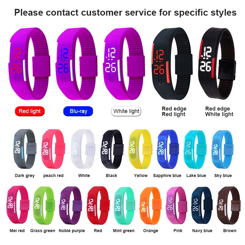 Silicone rubber unisex LED wrist bracelet digital wristwatch touch screen LED bracelet sport watch