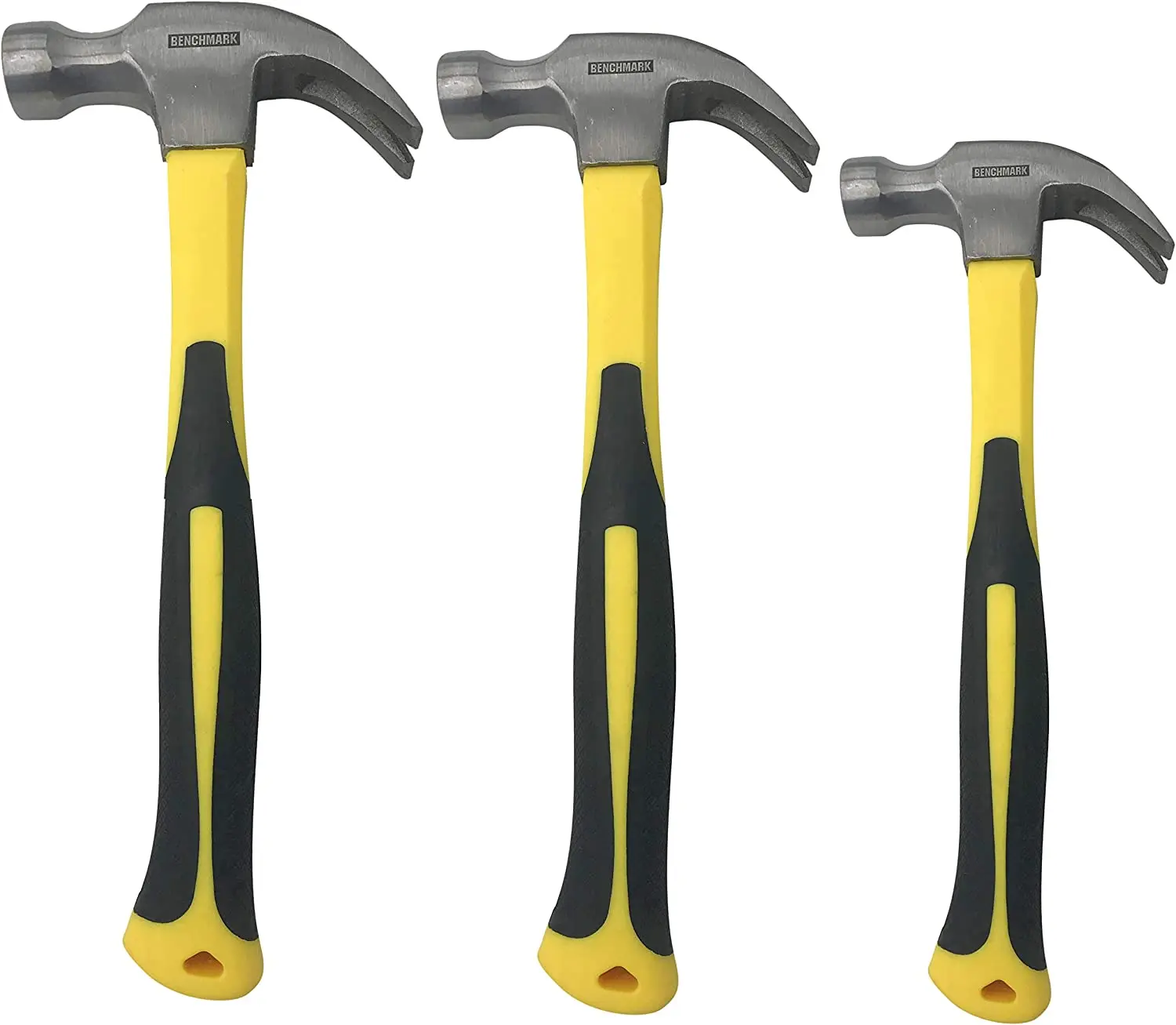 3 Pack Hammers 20 oz, 16 oz, 8 oz with Sure-Grip Fiberglass Handles and Polished Steel Head