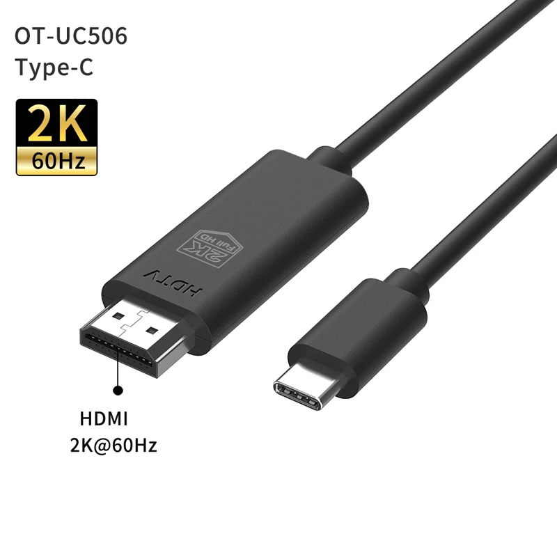 Premium Quality 1.8M USB C to HD MI Converter 2K 60Hz Adapter for Macbook Huawei Laptop Type C to HD MI Cable