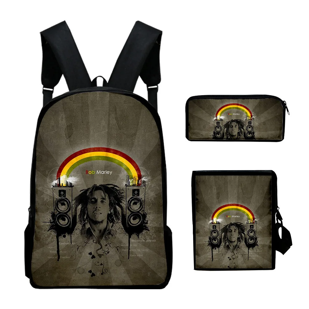 Fitspi модные смешные Bob Marley 3 шт. комплект рюкзак 3D печати школьная Студенческая книжная сумка дорожная для