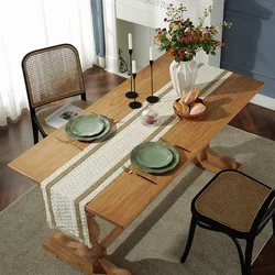 Latest innovative design Modern wedding banquet decoration Bohemian burlap woven tassel table runner wtih placemat set