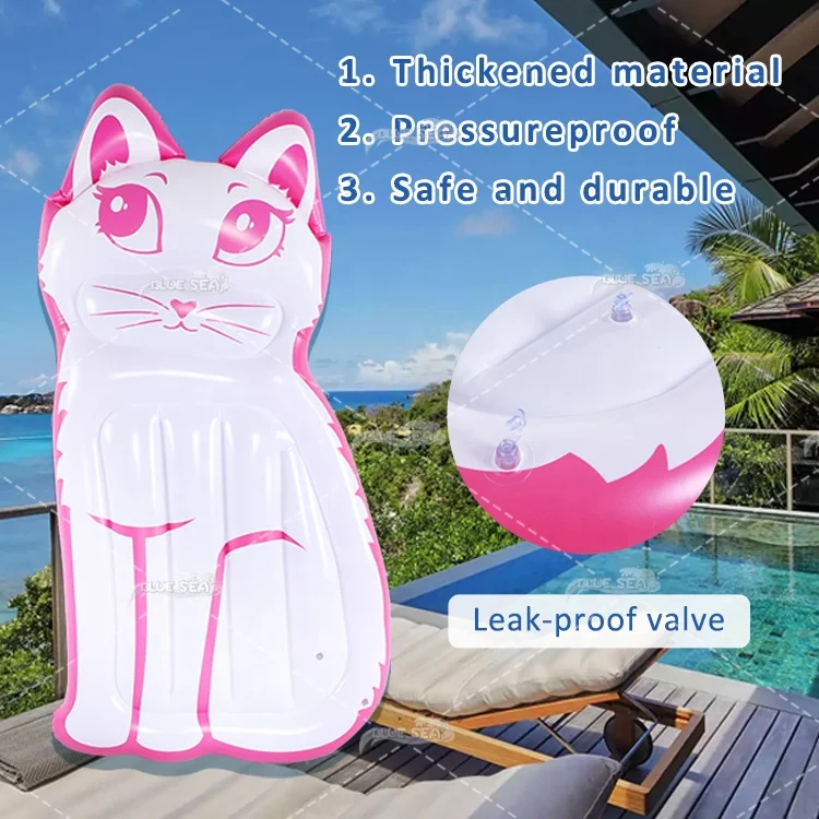 BS-f190 4-6 people inflatable pvc water tanning pool lounge float for camping on the water with net stripe floating bed