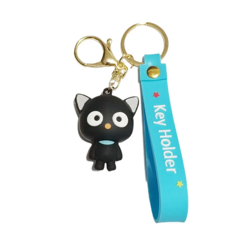 Wholesale Promotional Custom 3d Cute Keychain  Big-Eared Dog Frog Rubber Key Chains with Metal Key Ring