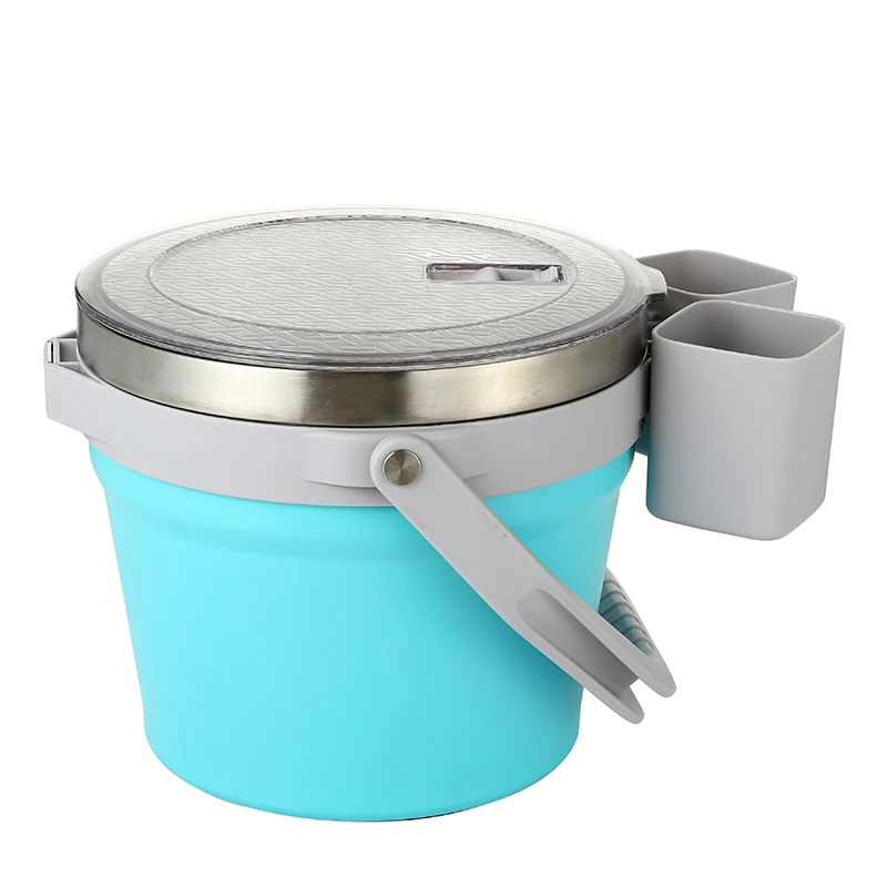 BPA- FREE 18/8 Stainless Steel Ice Hard cooler bucket with portable handle lid 7L 230oz cooler box to keep 48 hours cold